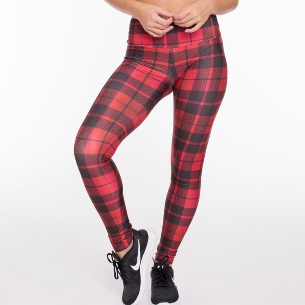 Goldsheep Size Small Red Plaid Pants Leggings